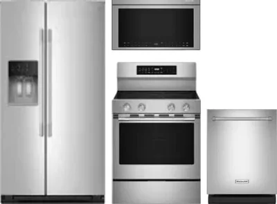 4 Piece Package Includes Refrigerator, Range, Microwave And Dishwasher