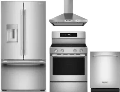 4 Piece Package Includes Refrigerator, Range, Hood And Dishwasher