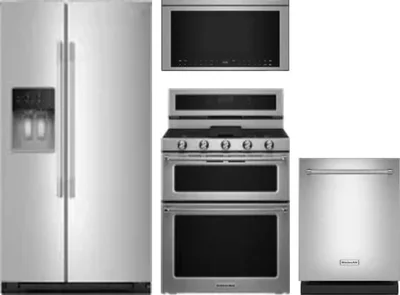 4 Piece Package Includes Refrigerator, Range, Microwave And Dishwasher