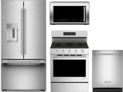 4 Piece Package Includes Refrigerator, Range, Microwave And Dishwasher