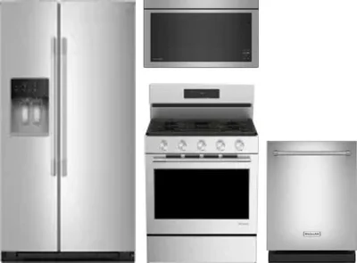 4 Piece Package Includes Refrigerator, Range, Microwave And Dishwasher