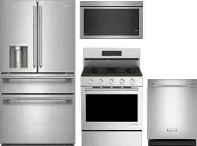 4 Piece Package Includes Refrigerator, Range, Microwave And Dishwasher
