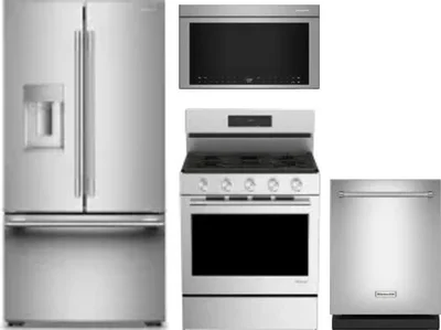4 Piece Package Includes Refrigerator, Range, Microwave And Dishwasher