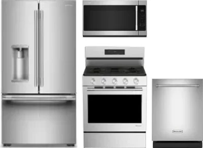 4 Piece Package Includes Refrigerator, Range, Microwave And Dishwasher