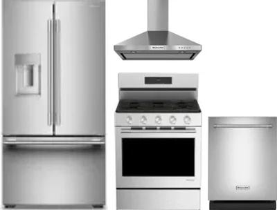 4 Piece Package Includes Refrigerator, Range, Hood And Dishwasher