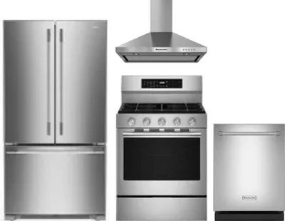 4 Piece Package Includes Refrigerator, Range, Hood And Dishwasher