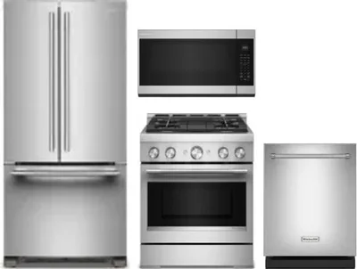 4 Piece Package Includes Refrigerator, Range, Microwave And Dishwasher