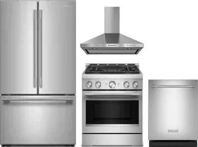 4 Piece Package Includes Refrigerator, Range, Hood And Dishwasher