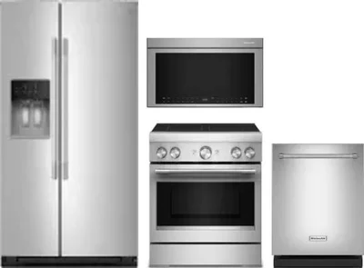 4 Piece Package Includes Refrigerator, Range, Microwave And Dishwasher