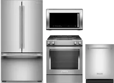 4 Piece Package Includes Refrigerator, Range, Microwave And Dishwasher