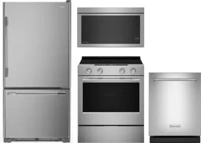 4 Piece Package Includes Refrigerator, Range, Microwave And Dishwasher