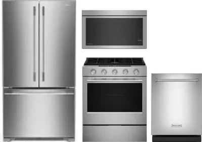 4 Piece Package Includes Refrigerator, Range, Microwave And Dishwasher