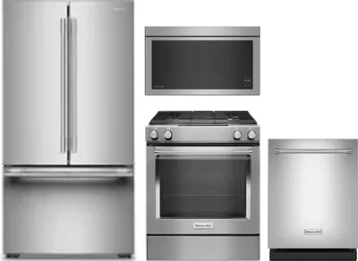 4 Piece Package Includes Refrigerator, Range, Microwave And Dishwasher