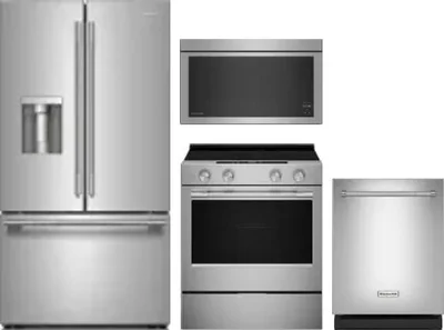 4 Piece Package Includes Refrigerator, Range, Microwave And Dishwasher