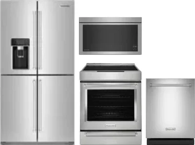 4 Piece Package Includes Refrigerator, Range, Microwave And Dishwasher