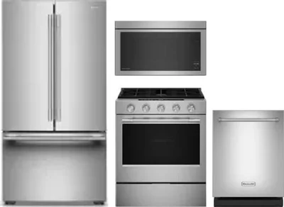 4 Piece Package Includes Refrigerator, Range, Microwave And Dishwasher