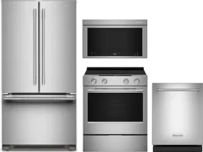 4 Piece Package Includes Refrigerator, Range, Microwave And Dishwasher