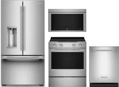 4 Piece Package Includes Refrigerator, Range, Microwave And Dishwasher