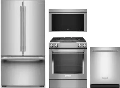 4 Piece Package Includes Refrigerator, Range, Microwave And Dishwasher