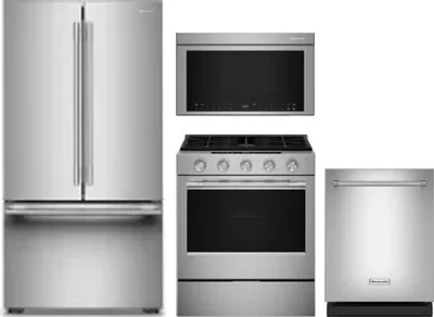 4 Piece Package Includes Refrigerator, Range, Microwave And Dishwasher