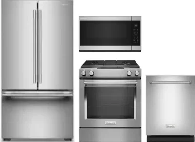 4 Piece Package Includes Refrigerator, Range, Microwave And Dishwasher