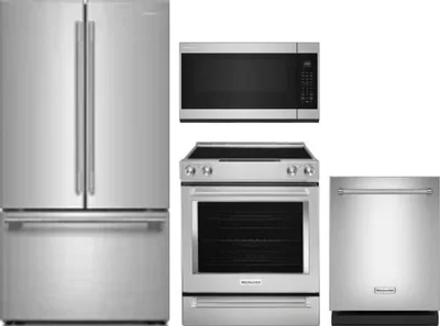 4 Piece Package Includes Refrigerator, Range, Microwave And Dishwasher