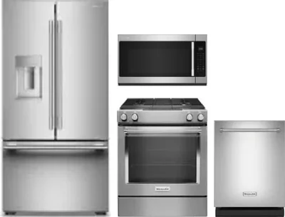 4 Piece Package Includes Refrigerator, Range, Microwave And Dishwasher
