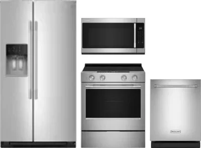 4 Piece Package Includes Refrigerator, Range, Microwave And Dishwasher