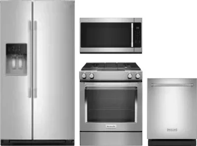4 Piece Package Includes Refrigerator, Range, Microwave And Dishwasher