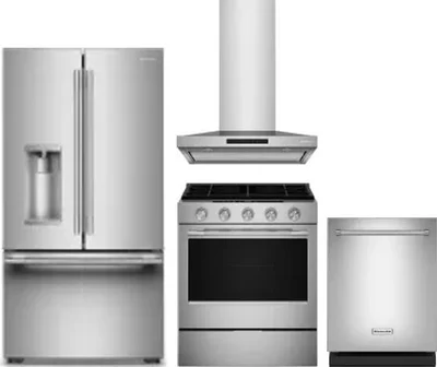 4 Piece Package Includes Refrigerator, Range, Hood And Dishwasher