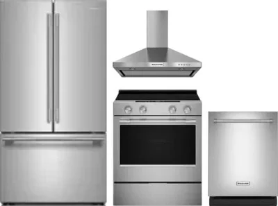 4 Piece Package Includes Refrigerator, Range, Hood And Dishwasher