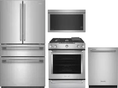 4 Piece Package Includes Refrigerator, Range, Microwave And Dishwasher