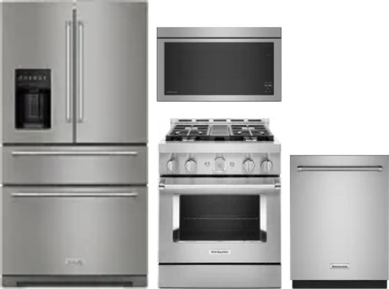 4 Piece Package Includes Refrigerator, Range, Microwave And Dishwasher