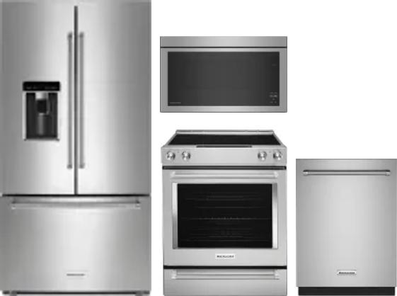 4 Piece Package Includes Refrigerator, Range, Microwave And Dishwasher