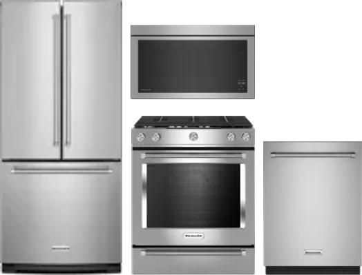 4 Piece Package Includes Refrigerator, Range, Microwave And Dishwasher