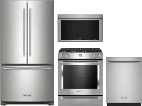 4 Piece Package Includes Refrigerator, Range, Microwave And Dishwasher