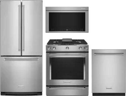 4 Piece Package Includes Refrigerator, Range, Microwave And Dishwasher