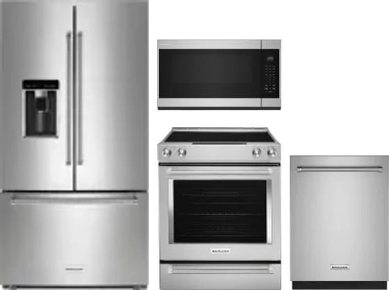 4 Piece Package Includes Refrigerator, Range, Microwave And Dishwasher