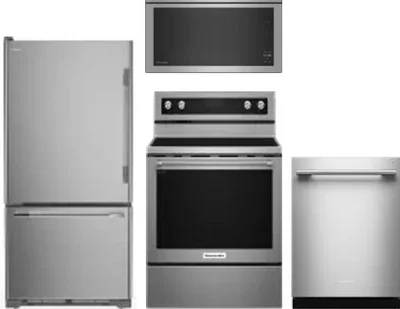 4 Piece Package Includes Refrigerator, Range, Microwave And Dishwasher