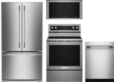 4 Piece Package Includes Refrigerator, Range, Microwave And Dishwasher