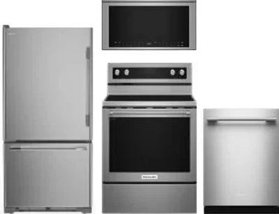 4 Piece Package Includes Refrigerator, Range, Microwave And Dishwasher