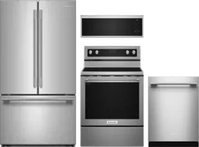 4 Piece Package Includes Refrigerator, Range, Microwave And Dishwasher