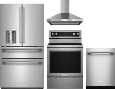 4 Piece Package Includes Refrigerator, Range, Hood And Dishwasher