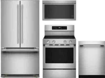 4 Piece Package Includes Refrigerator, Range, Microwave And Dishwasher