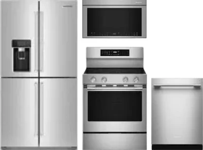4 Piece Package Includes Refrigerator, Range, Microwave And Dishwasher