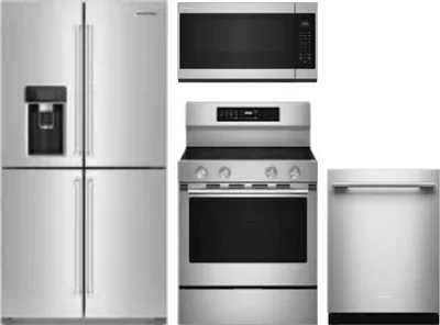 4 Piece Package Includes Refrigerator, Range, Microwave And Dishwasher