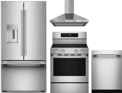 4 Piece Package Includes Refrigerator, Range, Hood And Dishwasher