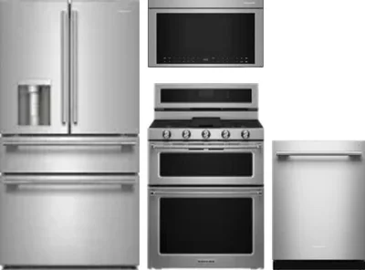 4 Piece Package Includes Refrigerator, Range, Microwave And Dishwasher