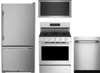 4 Piece Package Includes Refrigerator, Range, Microwave And Dishwasher