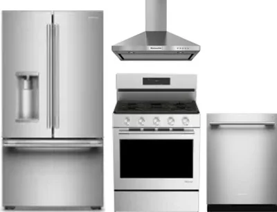 4 Piece Package Includes Refrigerator, Range, Hood And Dishwasher